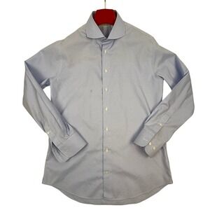 SUITSUPPLY‎ Traveller Blue Micro Gingham Dress Shirt Mens Size 41 16